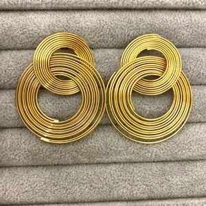 Gold double hoop statement earring
